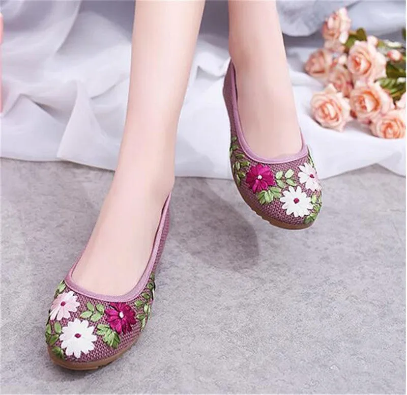 Women's Spring Casual Cotton Embroidered Flats