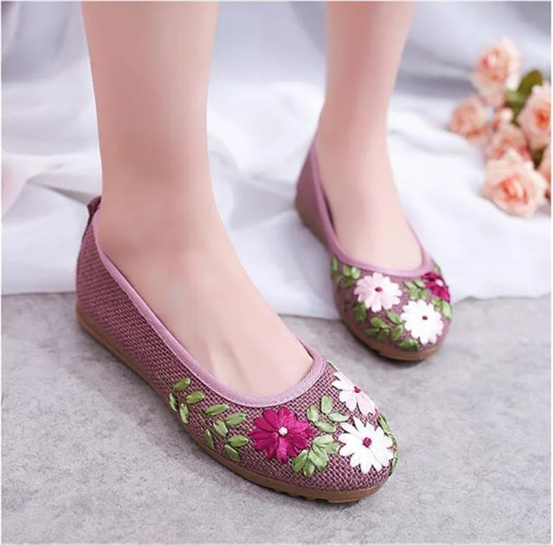 Women's Spring Casual Cotton Embroidered Flats