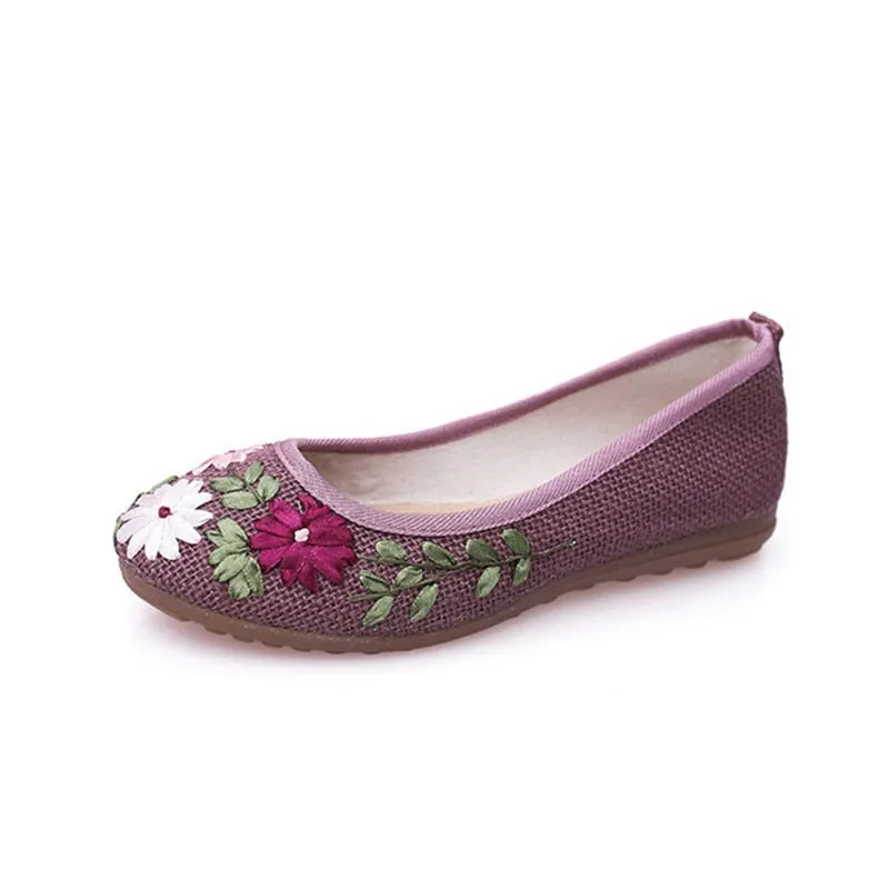 Women's Spring Casual Cotton Embroidered Flats