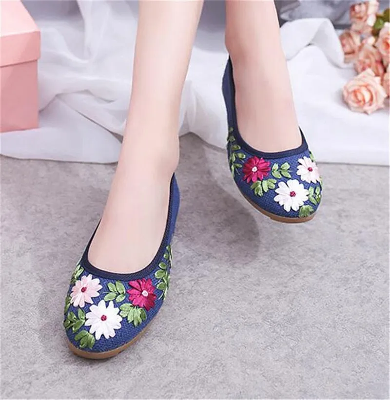 Women's Spring Casual Cotton Embroidered Flats