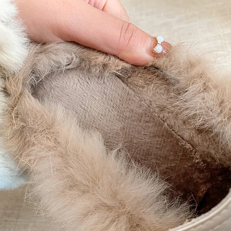 Zayda Genuine Leather Platform Chunky Mules with Fur